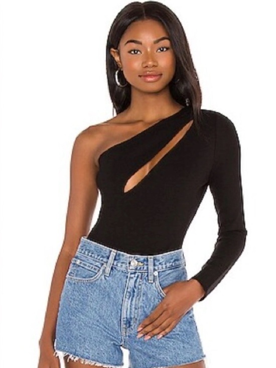NBD Tops - NBD Aaliyah One-Shoulder Black Cutout Long-Sleeve Top